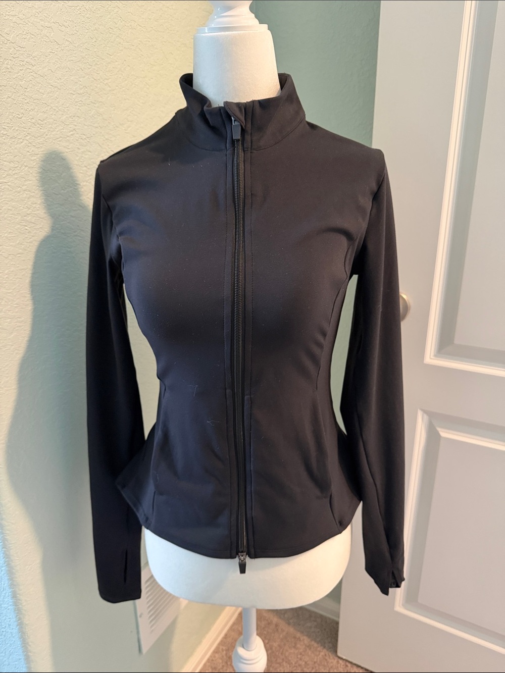 Women’s jacket with Peplum back Black Zip-Front Active Jacket